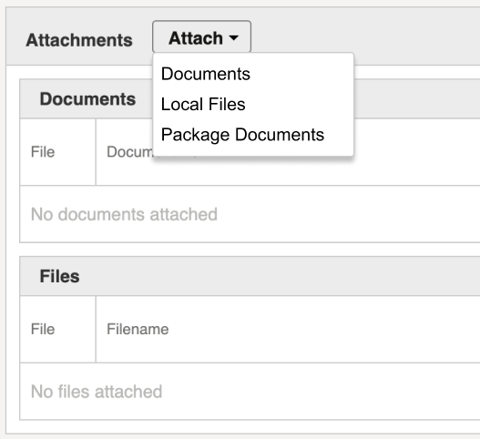 Attach package documents to a tender