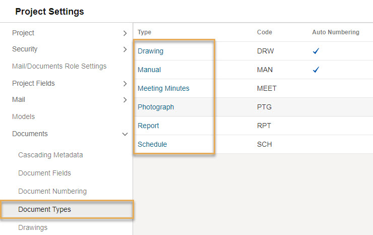 Apply project fields to document types