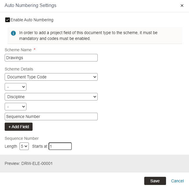 Apply project fields to document types