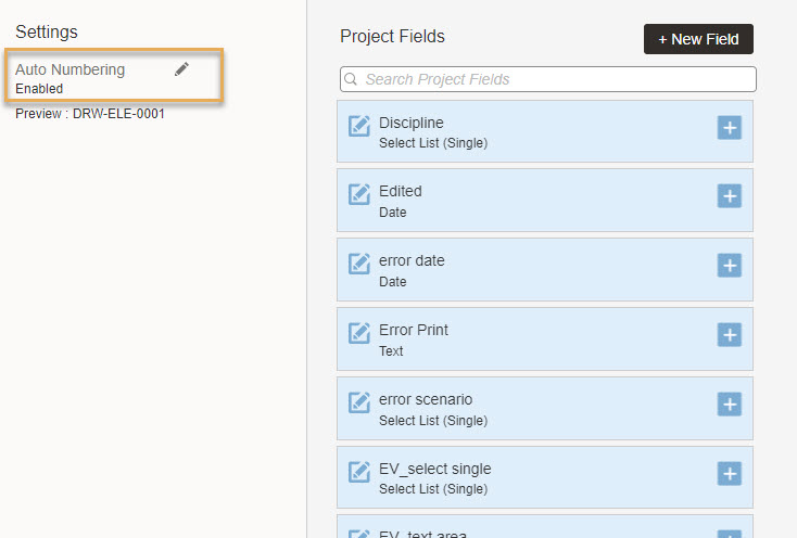 Apply project fields to document types