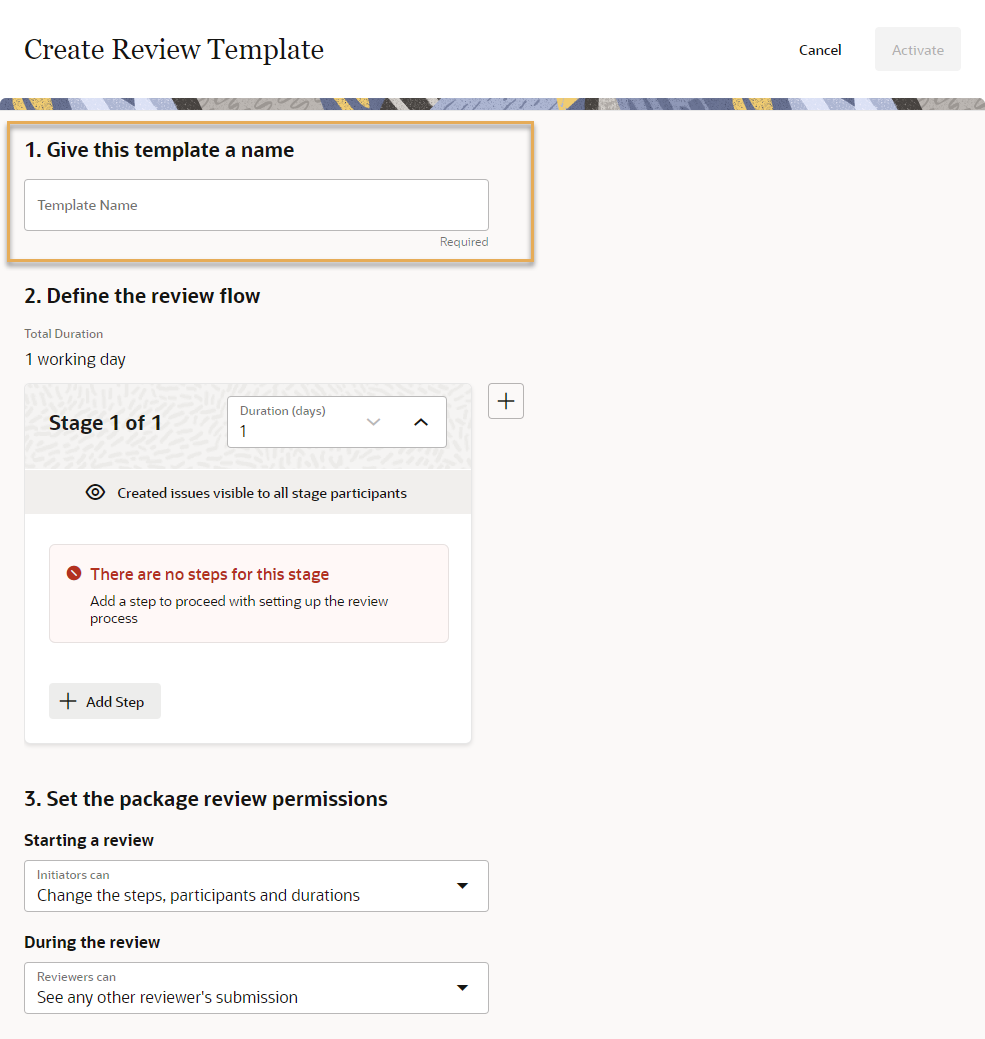 Review Sample Empty Creating a Package review template